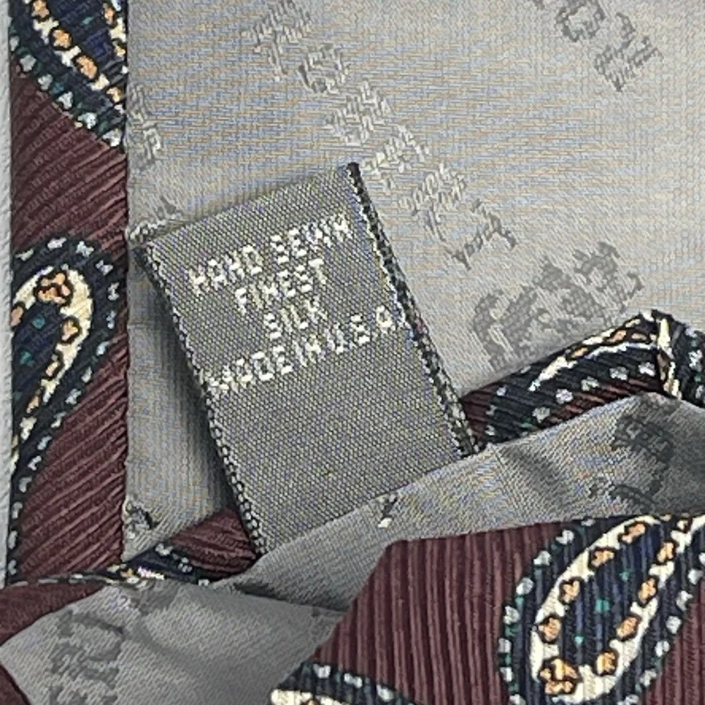 Robert Talbott Silk Tie Burgundy Red Maroon Paisley Hand Sewn USA